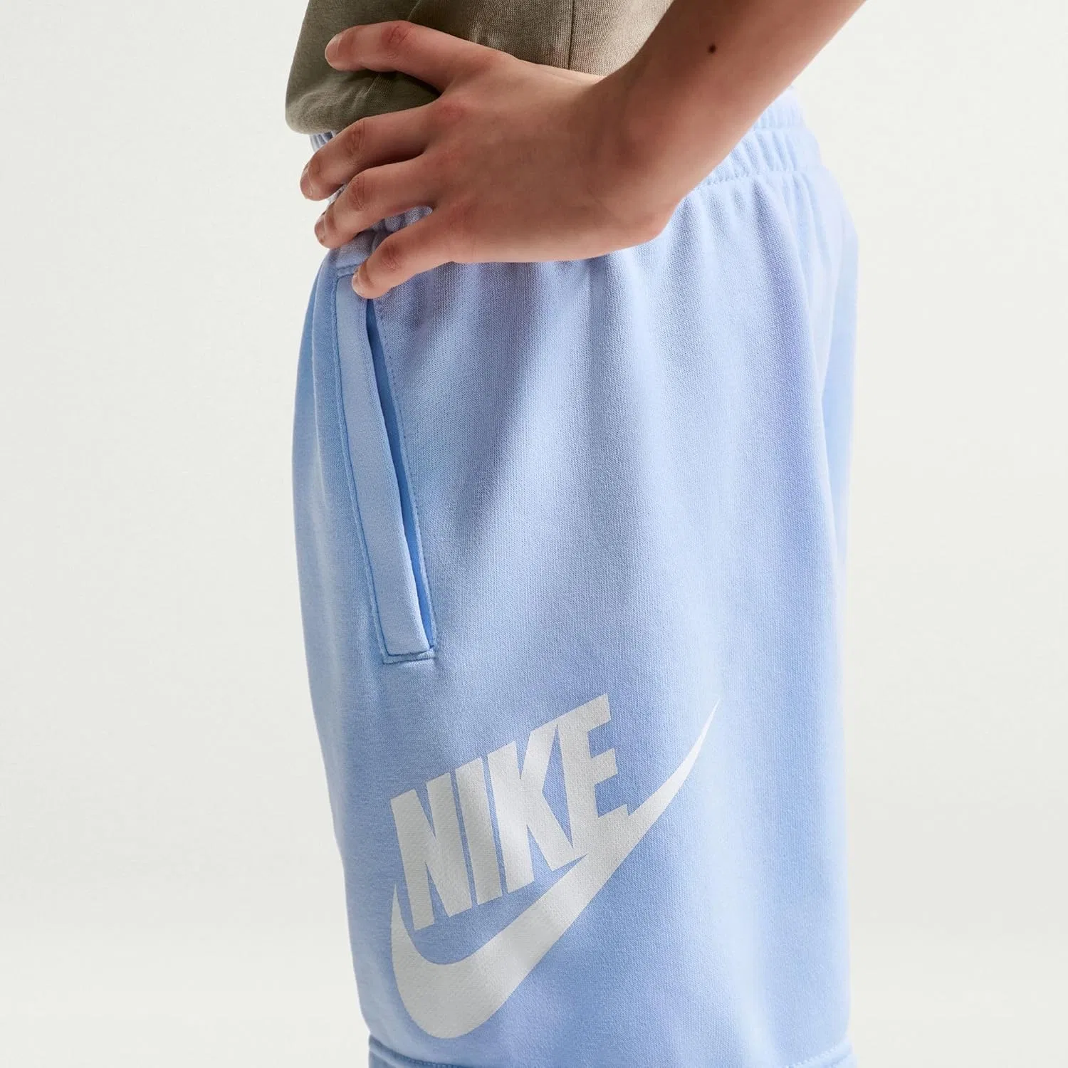 Шорты спортивные Nike Club Fleece French Terry, Hydrogen Blue/White — фото 4