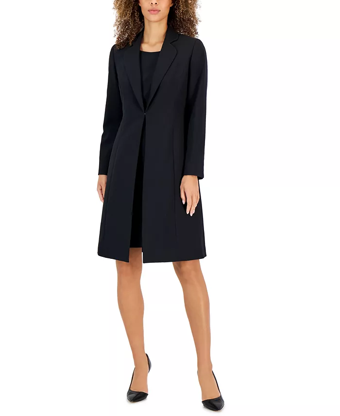 

Женский костюм с жакетом из крепа и платьем-футляром, Regular и Petite Le Suit, черный