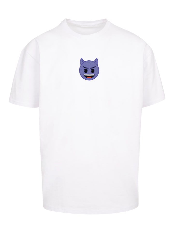 

Футболка F4NT4STIC emoji couture evil smiling purple face, белый