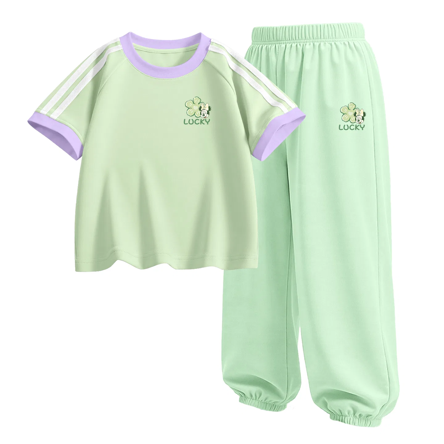 Детский спортивный костюм Casual Sportswear 2 Piece Set Disney, Di Lucky Clover K Sky Purple+Di Lucky Clover K Green Grape — фото 3