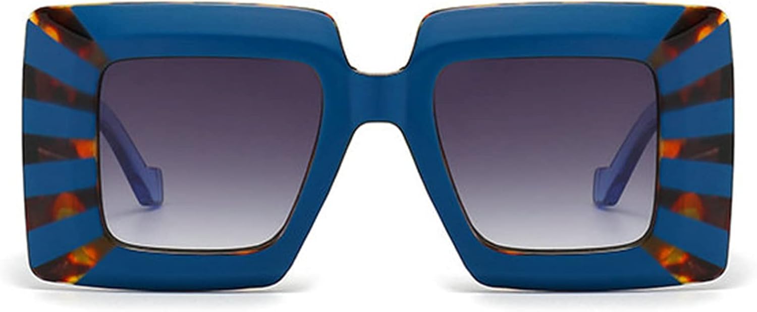 

Willochra Винтажные солнцезащитные очки большого размера в квадратной оправе для женщин, роскошные солнцезащитные очки большого размера с принтом «зебра» для мужчин, с широкими дужками, Blue