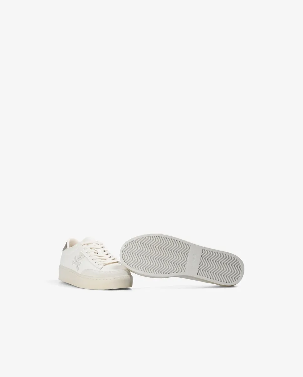 Женские ретро-кроссовки типа Sneakers с черепом сбоку и контрастным каблуком Scalpers, белый/серый — фото 4