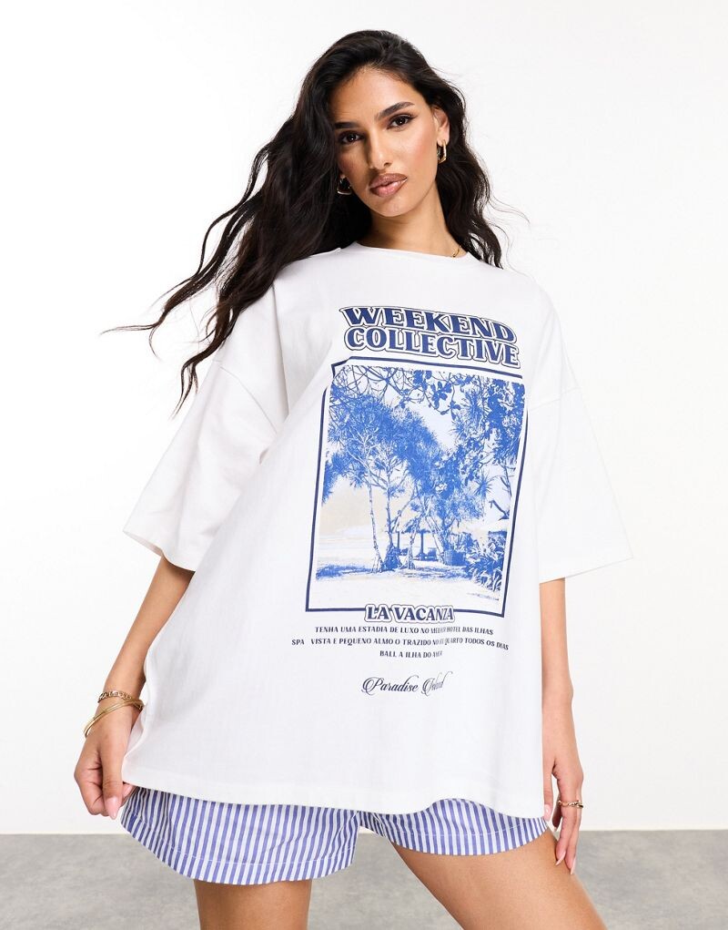 

Объемная футболка ASOS WEEKEND COLLECTIVE с изображением LA vacanza