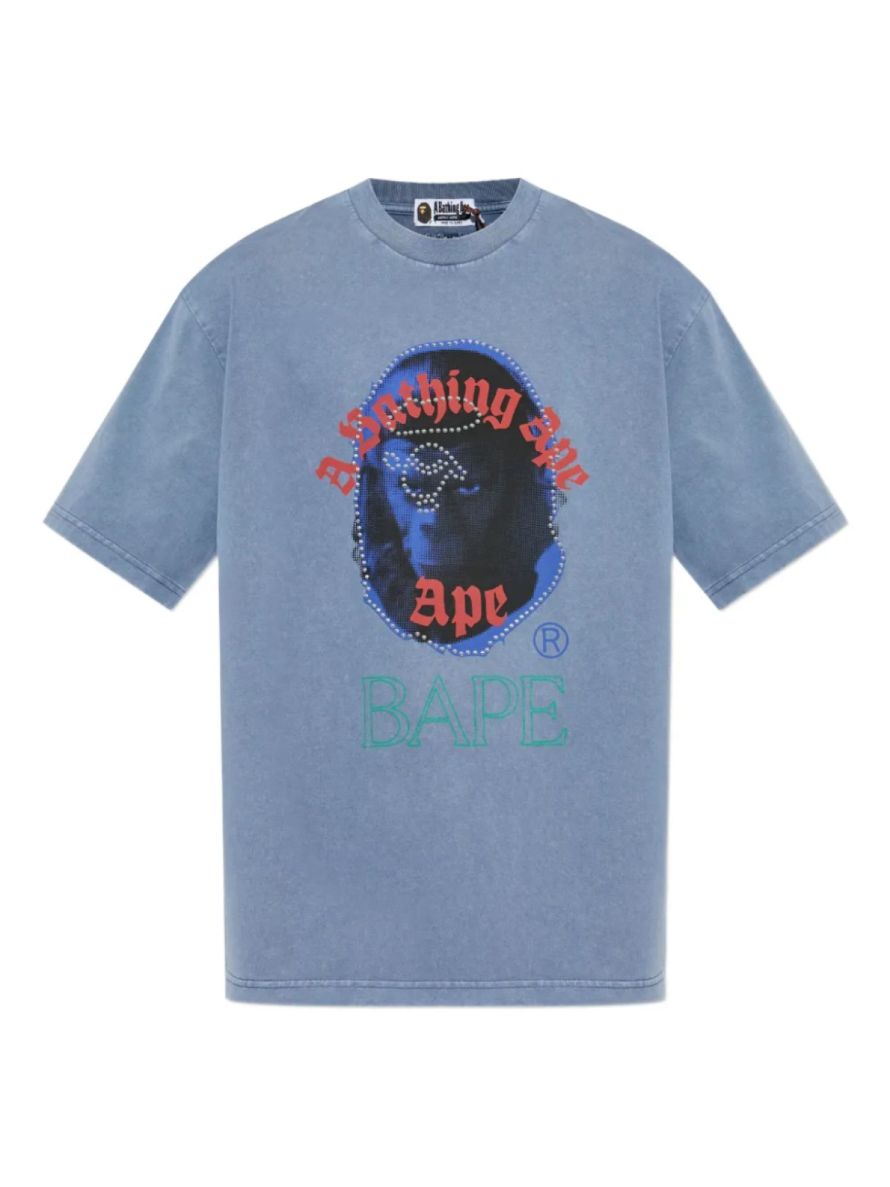 

A BATHING APE футболка Dye Rhinestone, синий