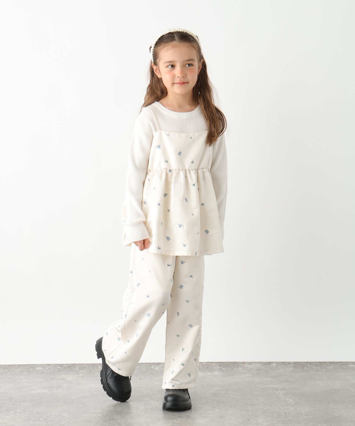 Атласные брюки с цветочной вышивкой/Детские/638317 GLOBAL WORK, Ivory (Satin Embroidery) 08 — фото 3