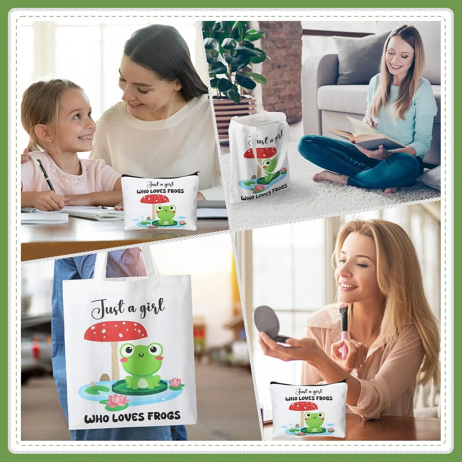 Подарочный набор ViEinkaufen Frog Lover с сумкой-шоппером, косметичкой и носками (белый) Vieinkaufen — фото 2