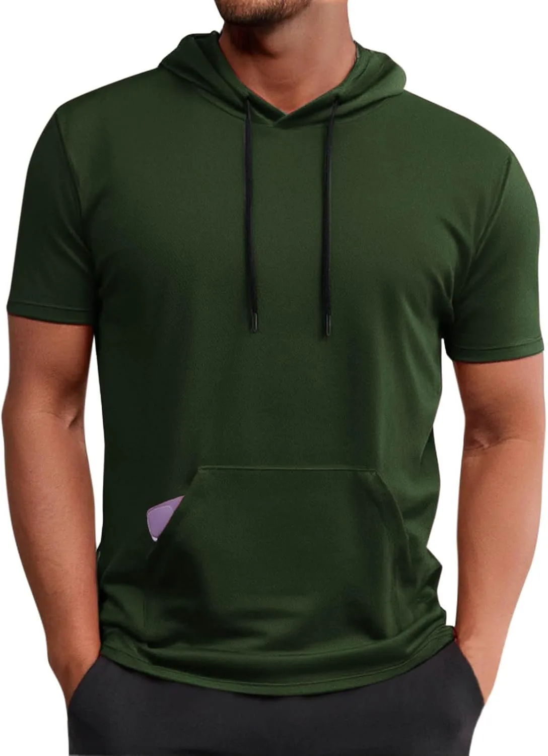 

Мужская футболка с капюшоном, короткий рукав, для лета и спорта