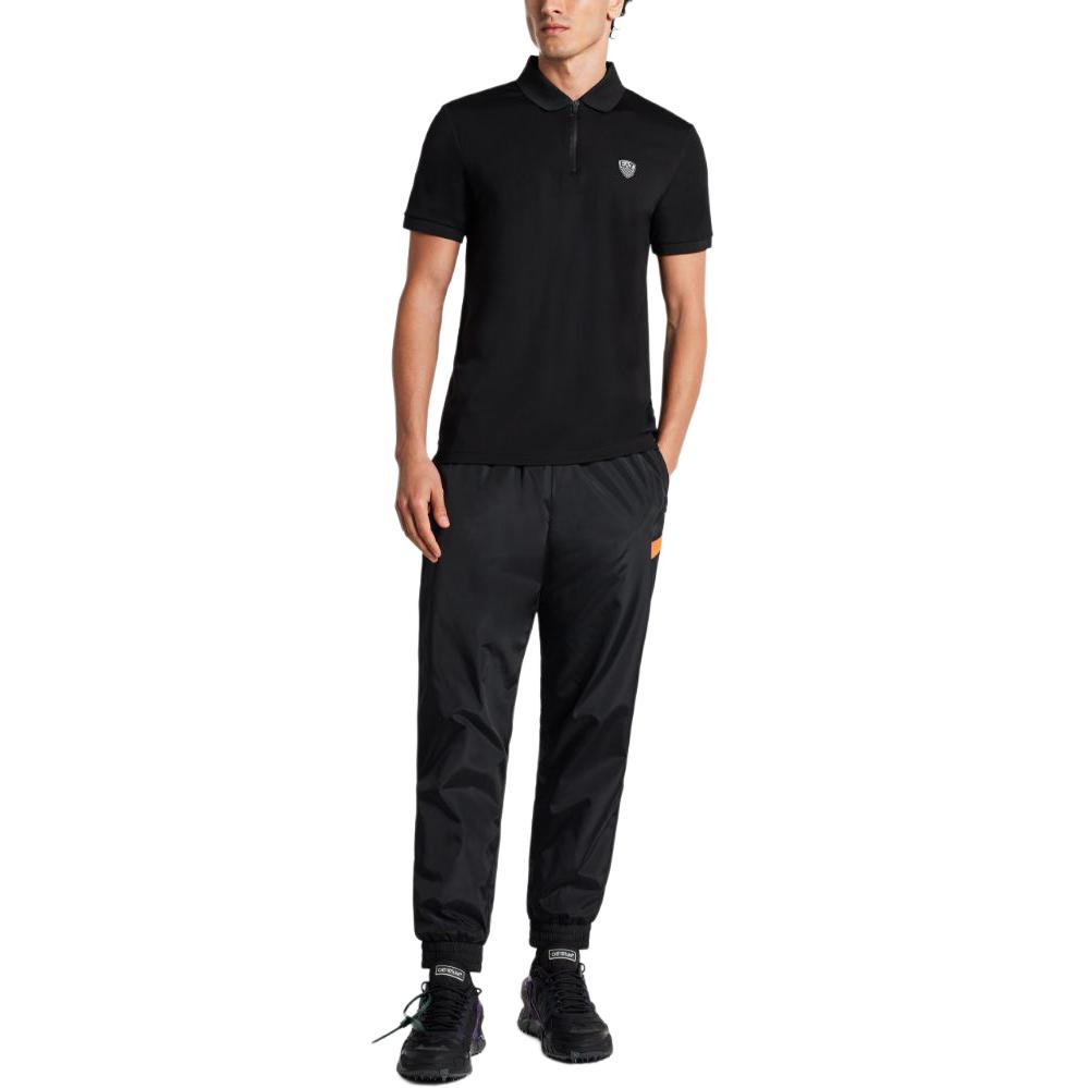 Брюки спортивные хлопковые с принтом логотипа EMPORIO ARMANI, черные — фото 3