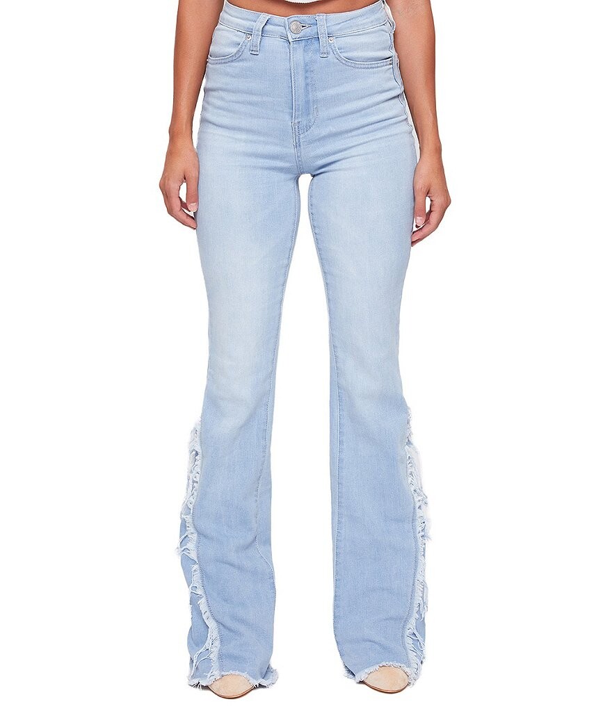 

YMI Jeanswear Расклешенные джинсы с высокой посадкой и потертостями по бокам, синий