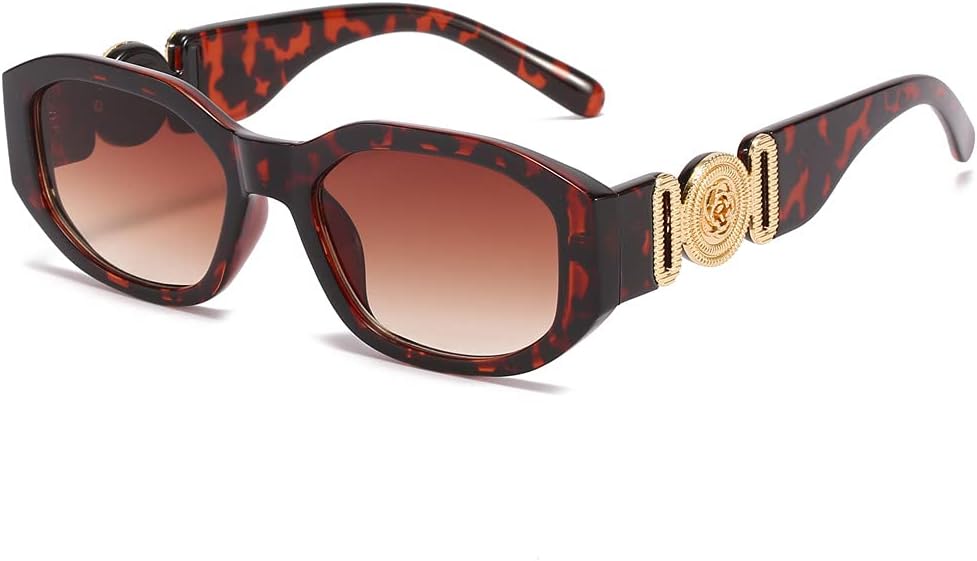 

Солнцезащитные очки LASPOR неправильной формы для женщин и мужчин, модные ретро-винтажные прямоугольные очки, шестиугольные солнцезащитные очки для вождения, защита от УФ-излучения UV400, Leopard