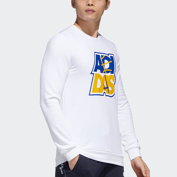 Толстовка adidas neo M FAV SW Alphabet Printing Sports Pullover White, белый — фото 4