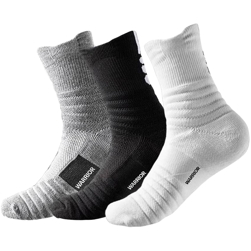 

Носки для баскетбола унисекс WARRIOR, 1 черный 1 белый 1 серый