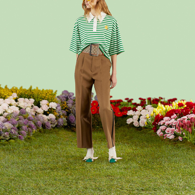 Брюки женские Gucci High-waisted, коричневый / черный — фото 2