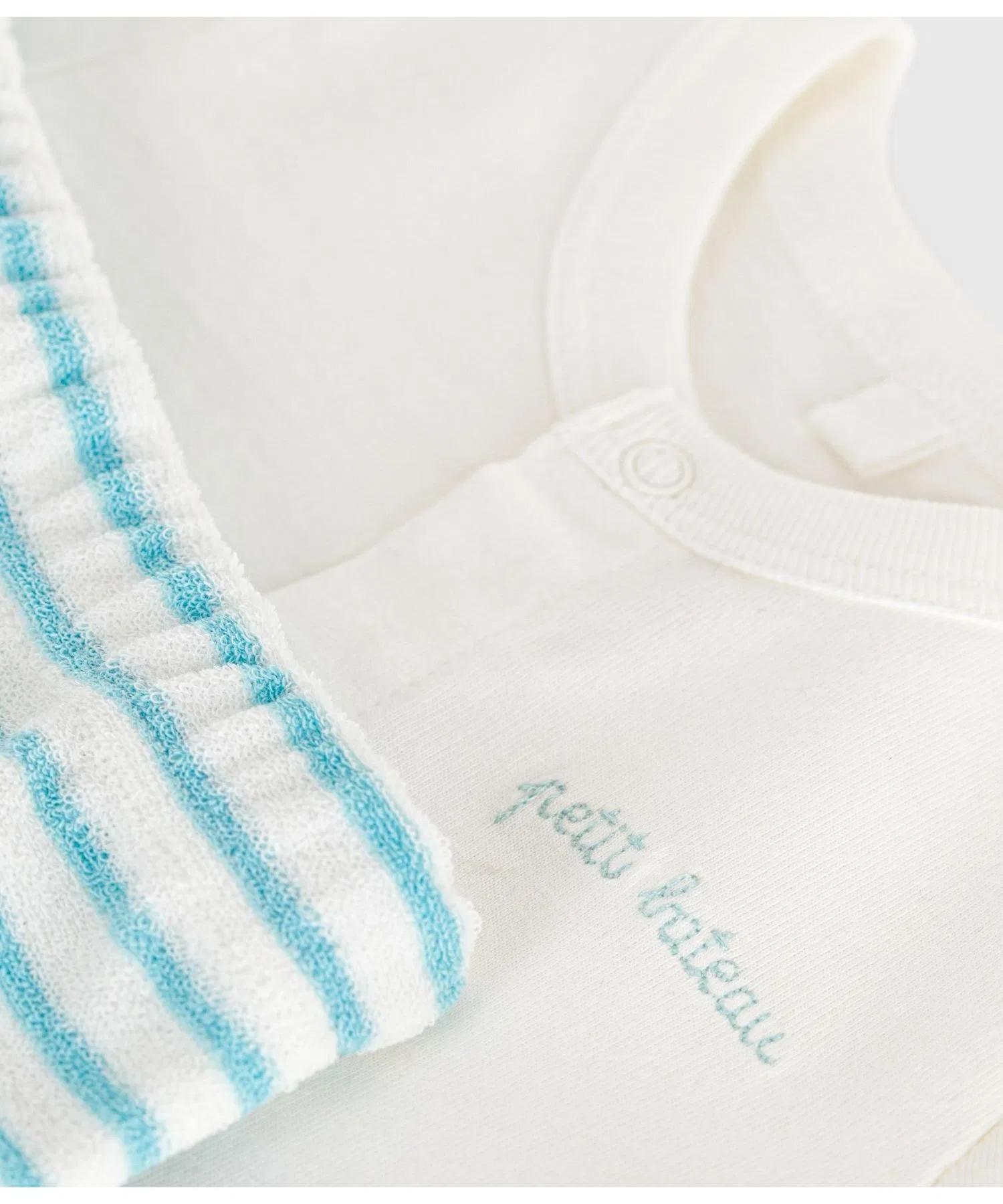 Детский комплект из хлопка Petit Bateau белый с синим — фото 4