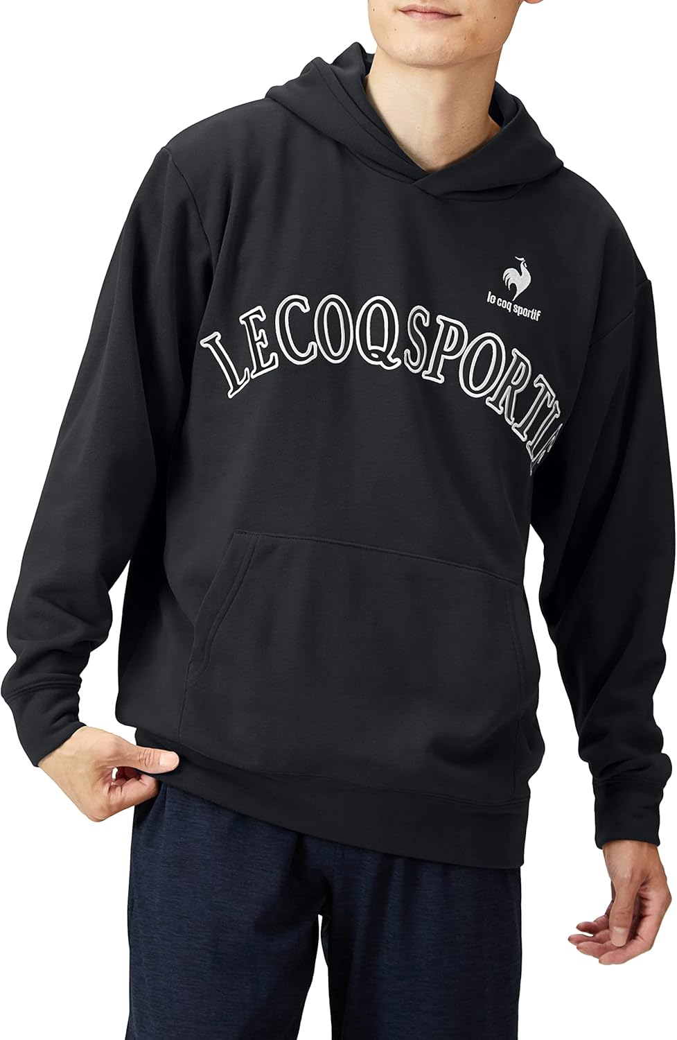 

Толстовка с капюшоном Le Coq Sportif, тренировочная, влагоотводящая, эластичная, черный