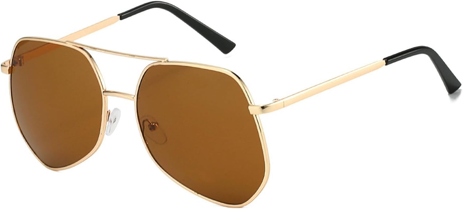 

Модные солнцезащитные очки-пилот большого размера для женщин, винтажные очки в металлической оправе, очки для мужчин с двойной дужкой, солнцезащитные очки UV400 mincl, Brown