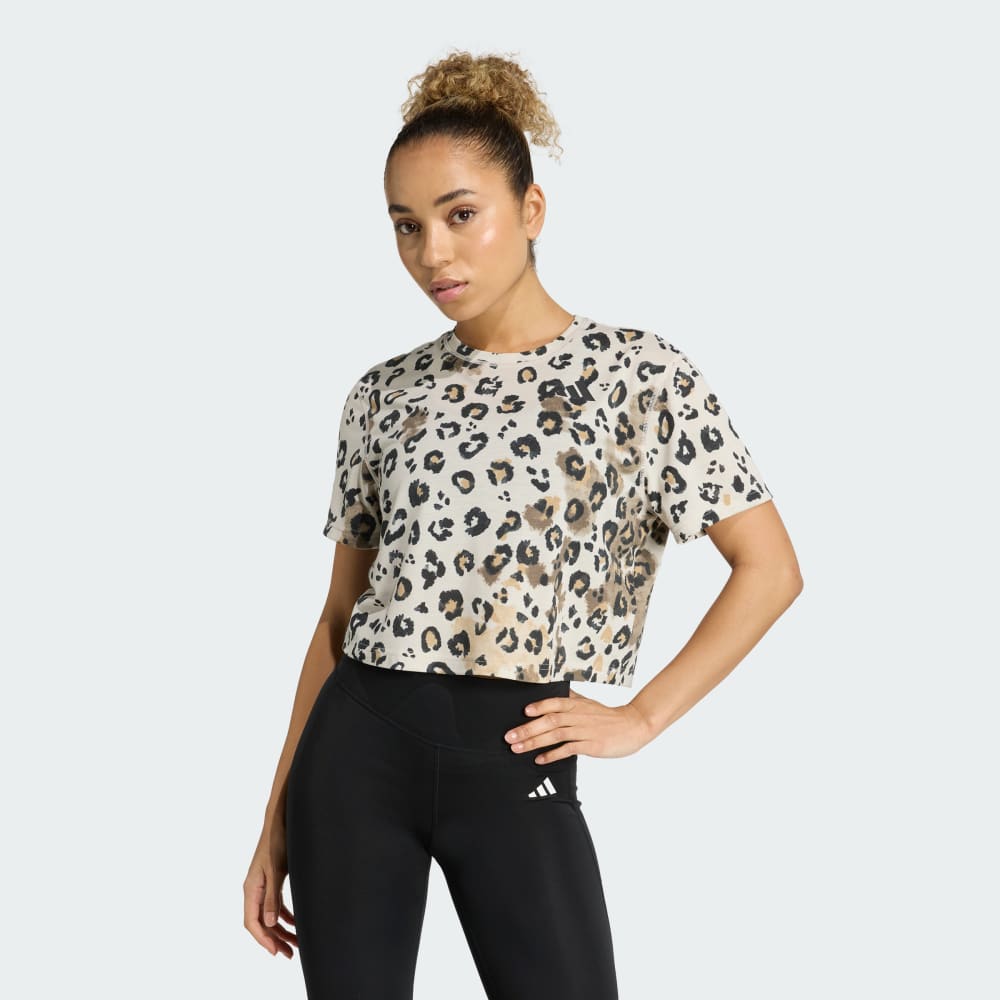 

Спортивная футболка Adidas Workout Essentials Tee Print, цвет Beige/Black