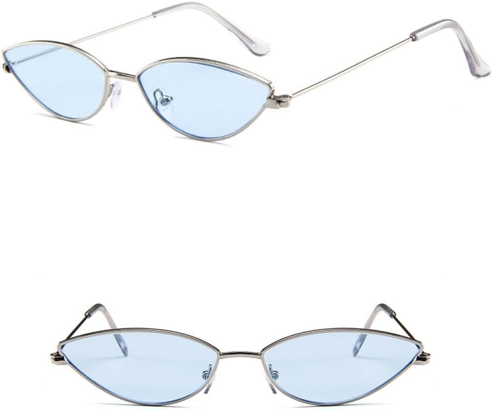 

Металлические узкие очки, серебристые зеркальные треугольные солнцезащитные очки для женщин, винтажные крошечные солнцезащитные очки «кошачий глаз» generic, Silver Blue