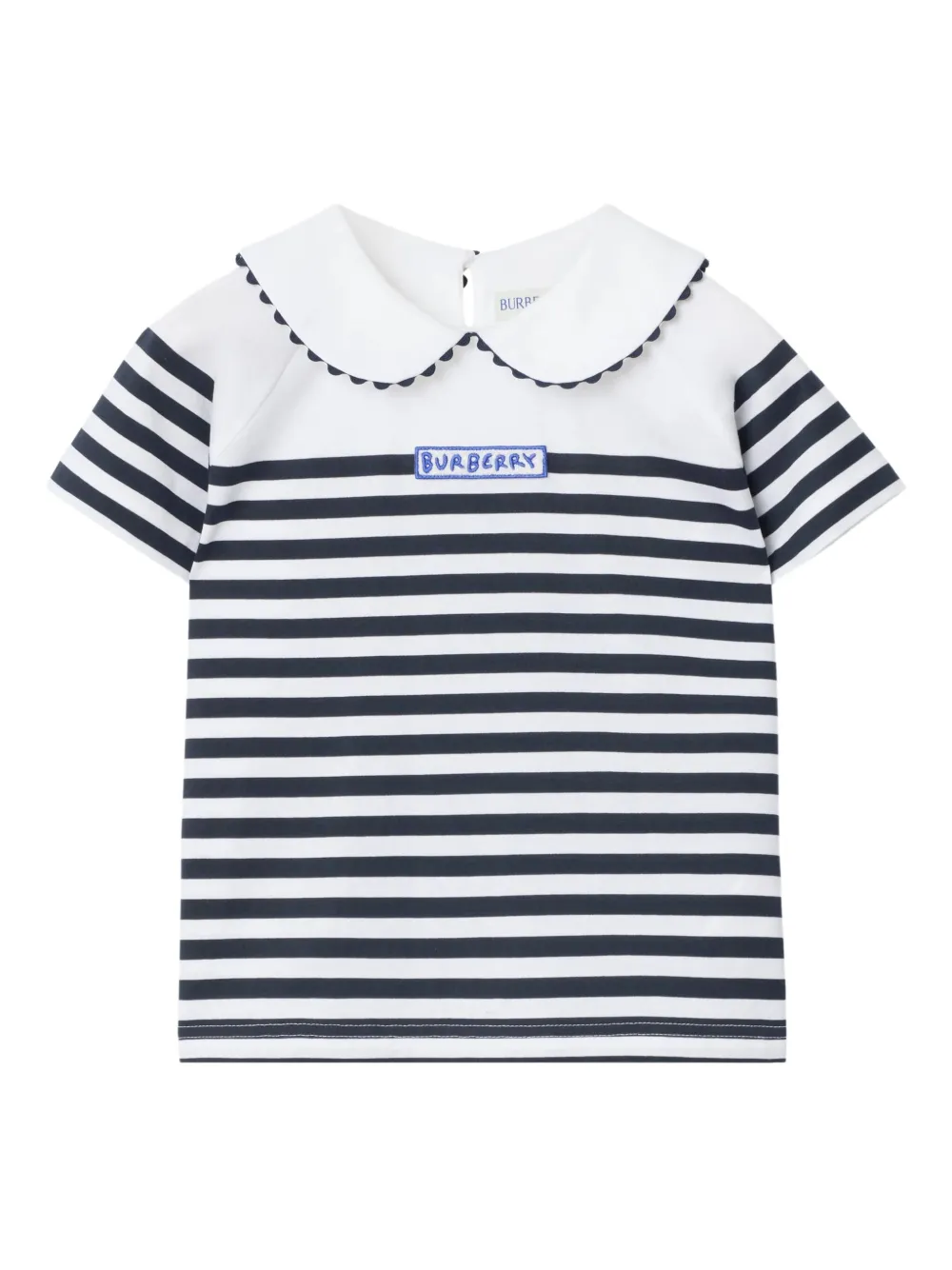 

Полосатая футболка с воротником Питер Пэн BURBERRY KIDS, белый