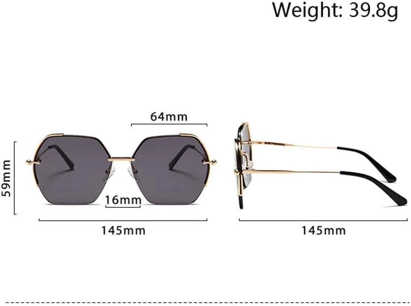 

LVTFCO Стильные и простые женские солнцезащитные очки с многоугольной оправой, ретро-дизайн с металлическим градиентом, для путешествий и уличных фотографий, 2