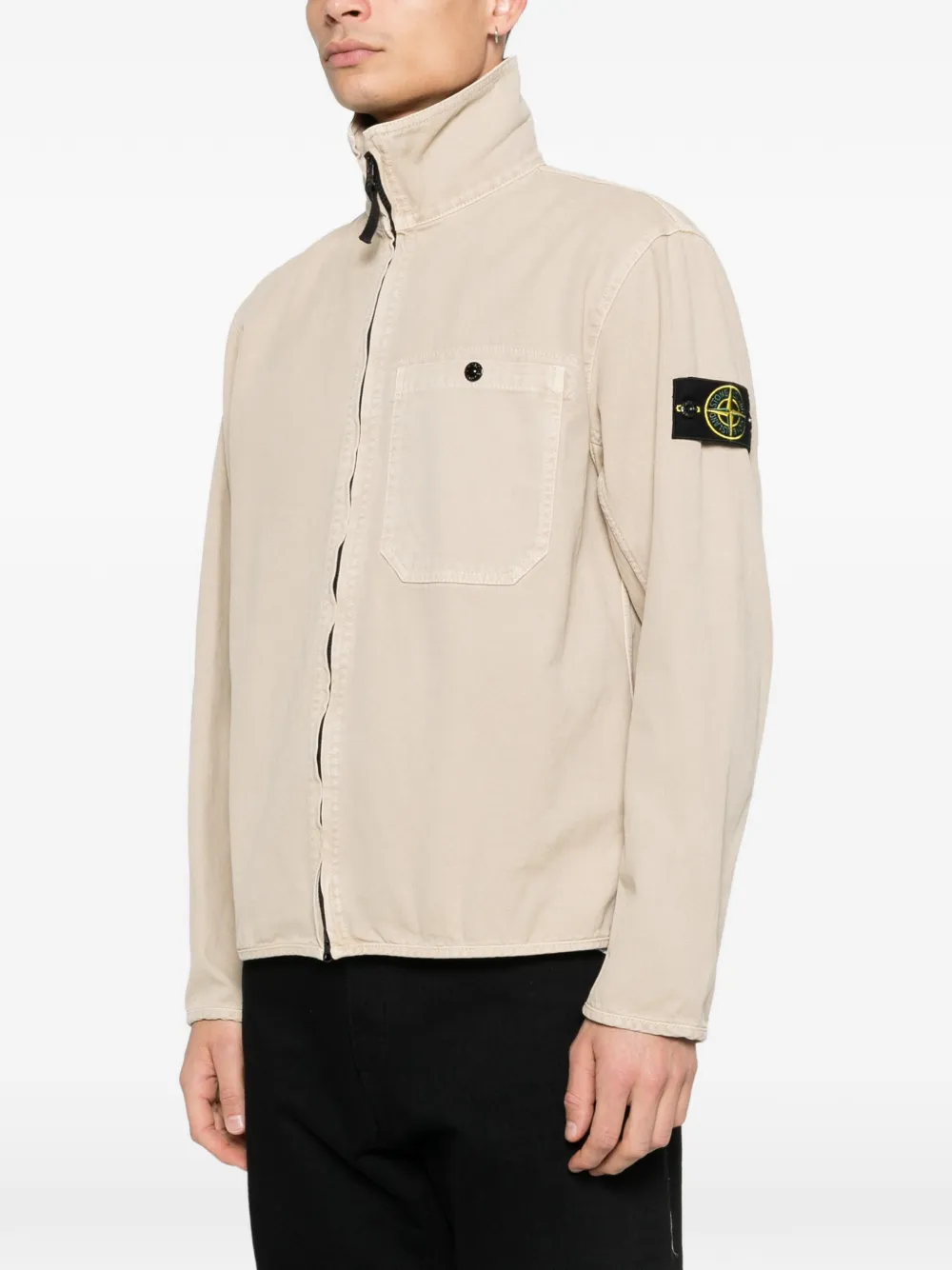 Рубашка-овершот на молнии с накладными карманами Stone Island, нейтральный — фото 3