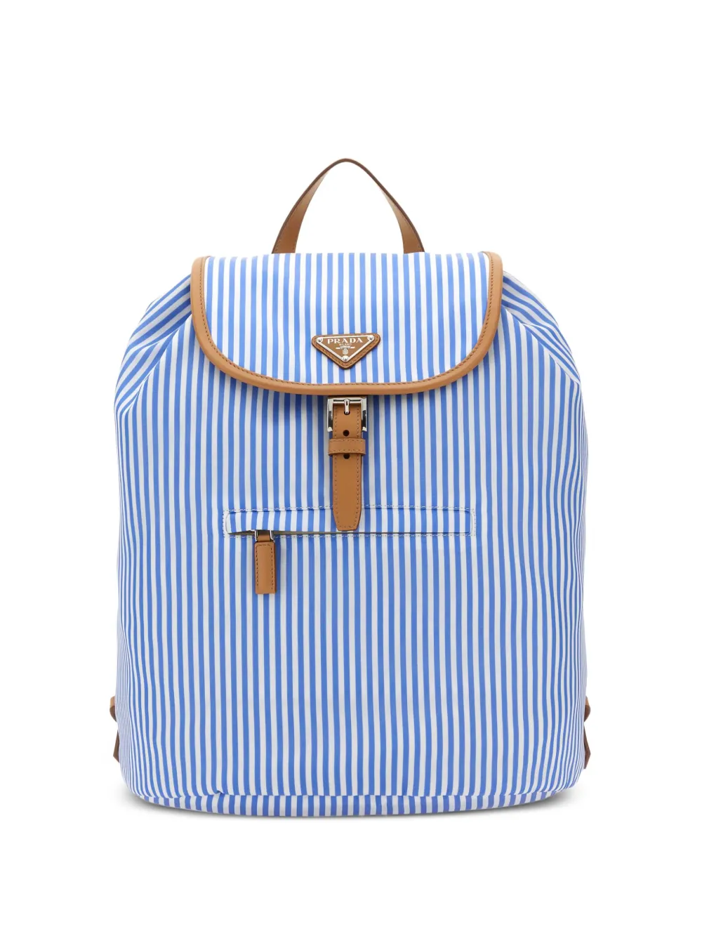 

Рюкзак с кожаной отделкой в полоску Prada, синий