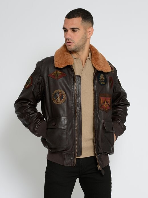 

Кожаная куртка Topgun, коричневый