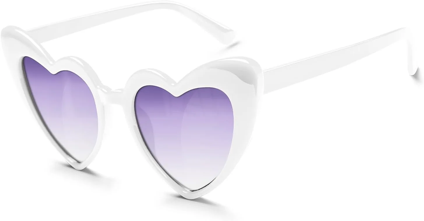 

Солнцезащитные очки в форме сердца, винтажные очки в форме сердца, свадебные солнцезащитные очки для женщин, сувениры для девичника BOUBONI, White Purple