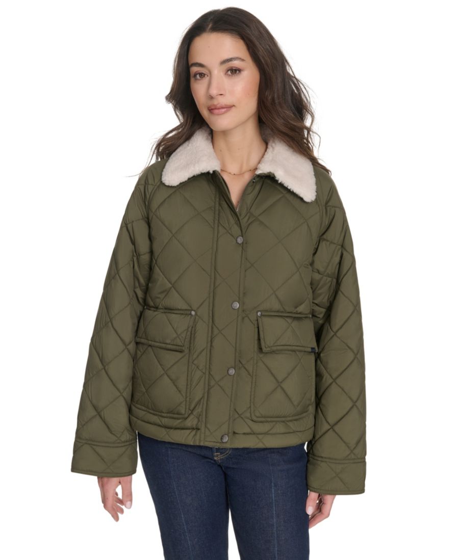 

Женская стеганая куртка стандартного размера с ромбовидным узором Levi's, Olive