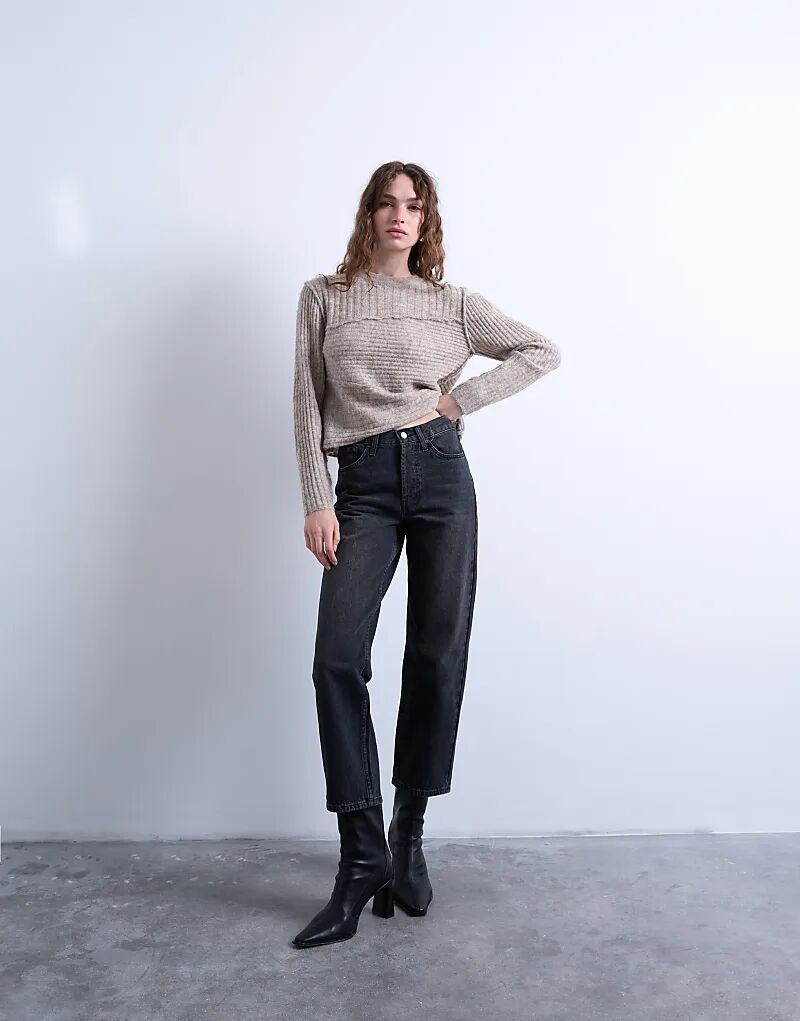 

Асимметричный трикотажный топ Topshop в овсяном цвете