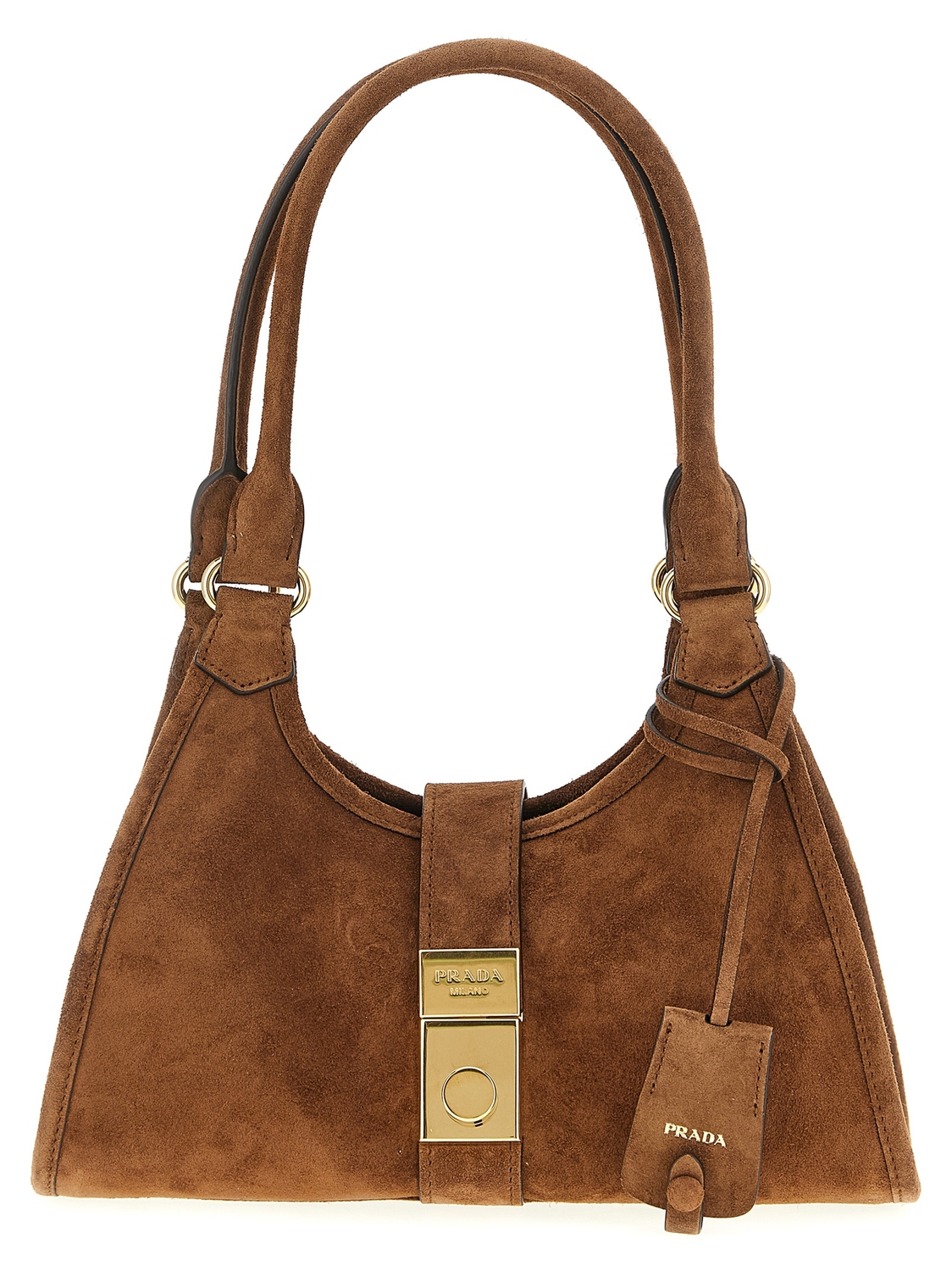 

Маленькая замшевая сумка-тоут Prada, коричневый