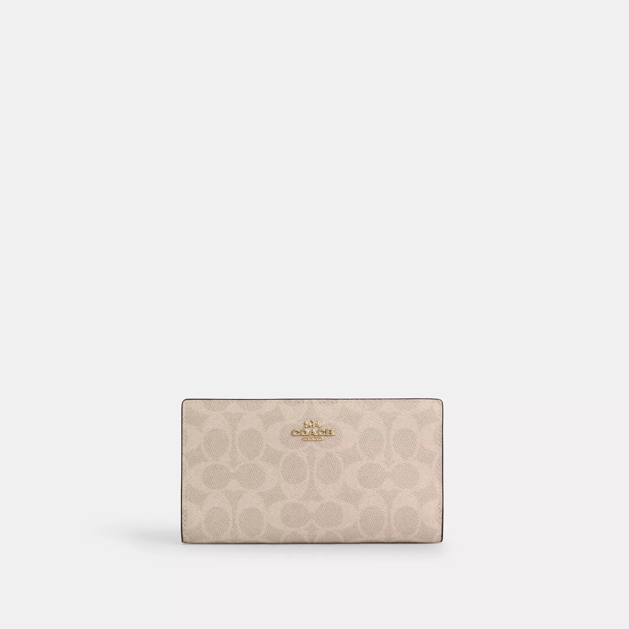 

Тонкий кошелек Coach Outlet на молнии из фирменной ткани, цвет gold/sand/chalk