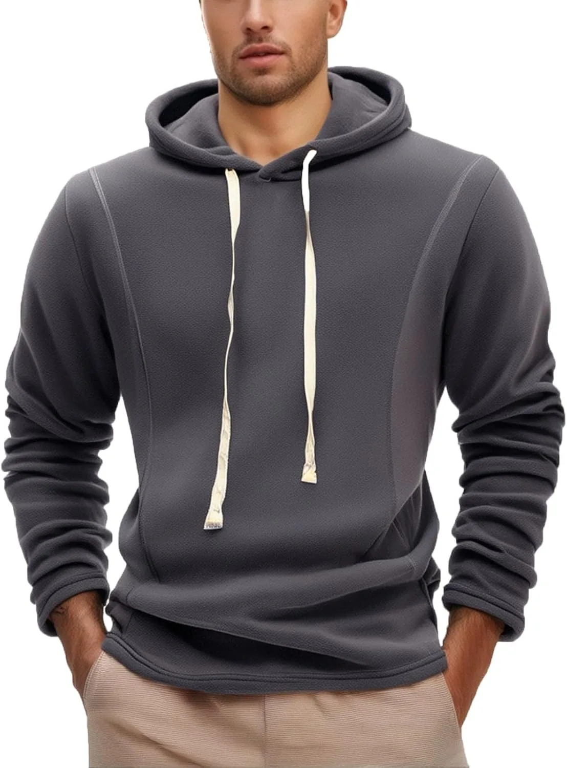 

Мужской худи легкий повседневный с длинным рукавом Slim Fit QUNPIU