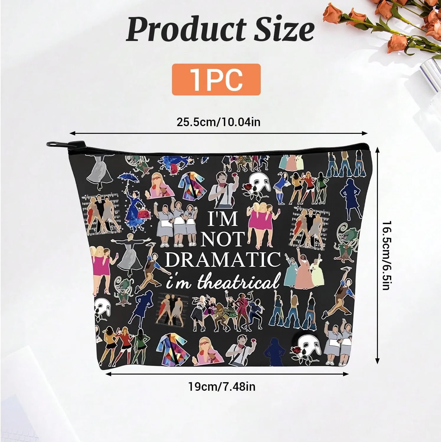 Черная косметичка «I'm Not Dramatic, I'm Theatrical» Elnx, Black Cosmetic Bag — фото 2