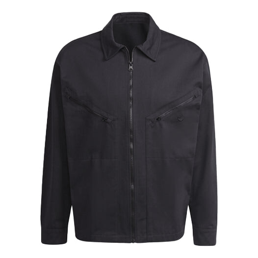 

Куртка Men's adidas originals Logo Embroidered Solid Color Lapel Long Sleeves Sports Black Jacket, мультиколор