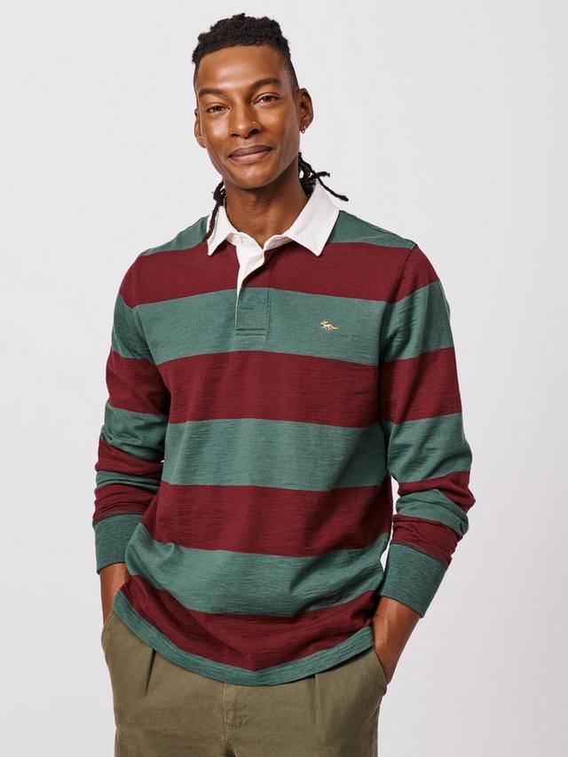 

Irnham хлопковая рубашка поло Regular Fit с длинными рукавами в полоску Aubin, Forest/Burgundy