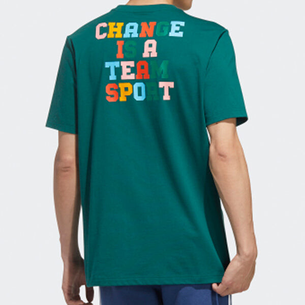 Футболка originals sports short sleeve forest green Adidas, зеленый — фото 4