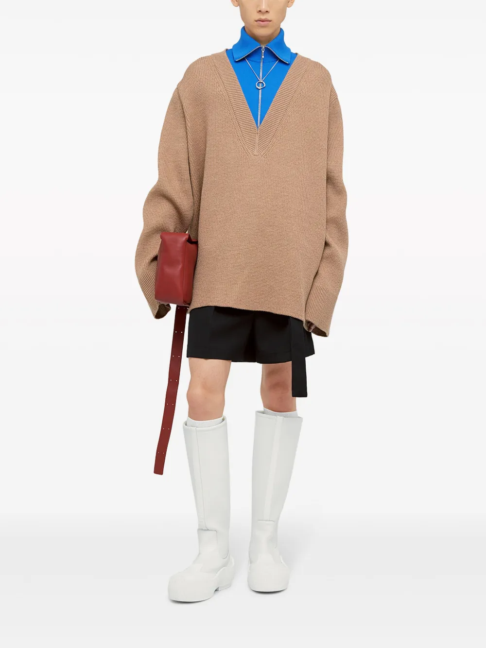 Многослойный джемпер из смесовой шерсти JIL SANDER, нейтральный — фото 2