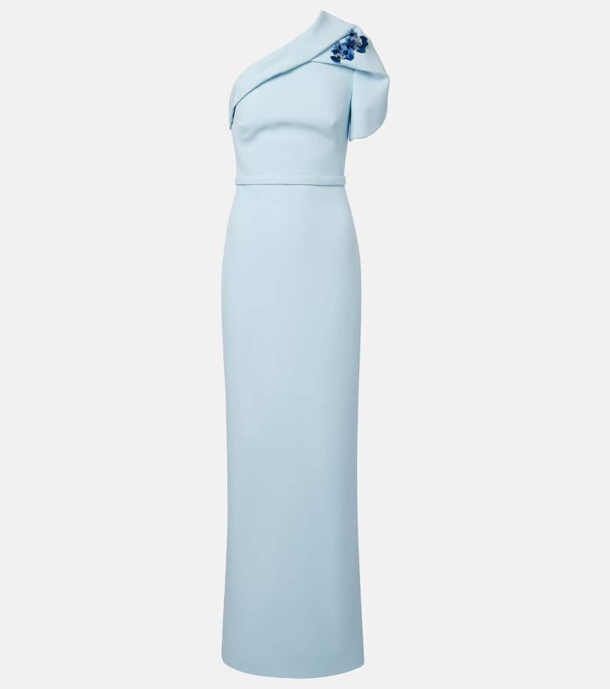 

Асимметричное платье с поясом из крепа Safiyaa, Baby Blue with Multi-Blues