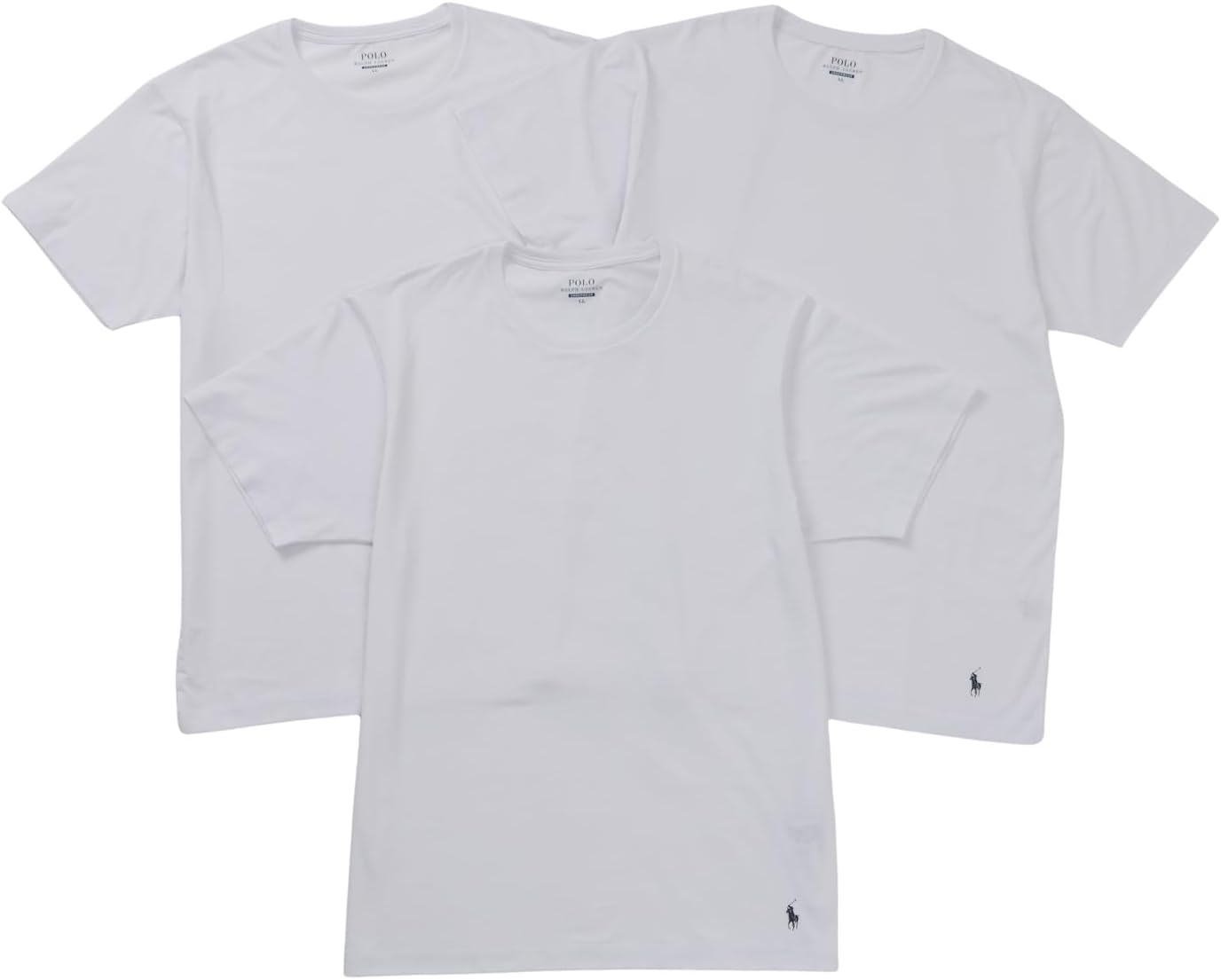 

Мужские футболки POLO RALPH LAUREN с коротким рукавом и круглым вырезом (комплект из 3 штук) с логотипом One Point, однотонные (RM1-C501), белый