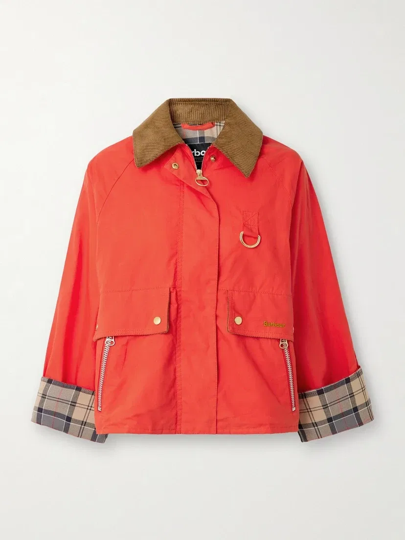 Укороченный жакет из хлопка Mackworth с вельветовой отделкой Barbour, красный