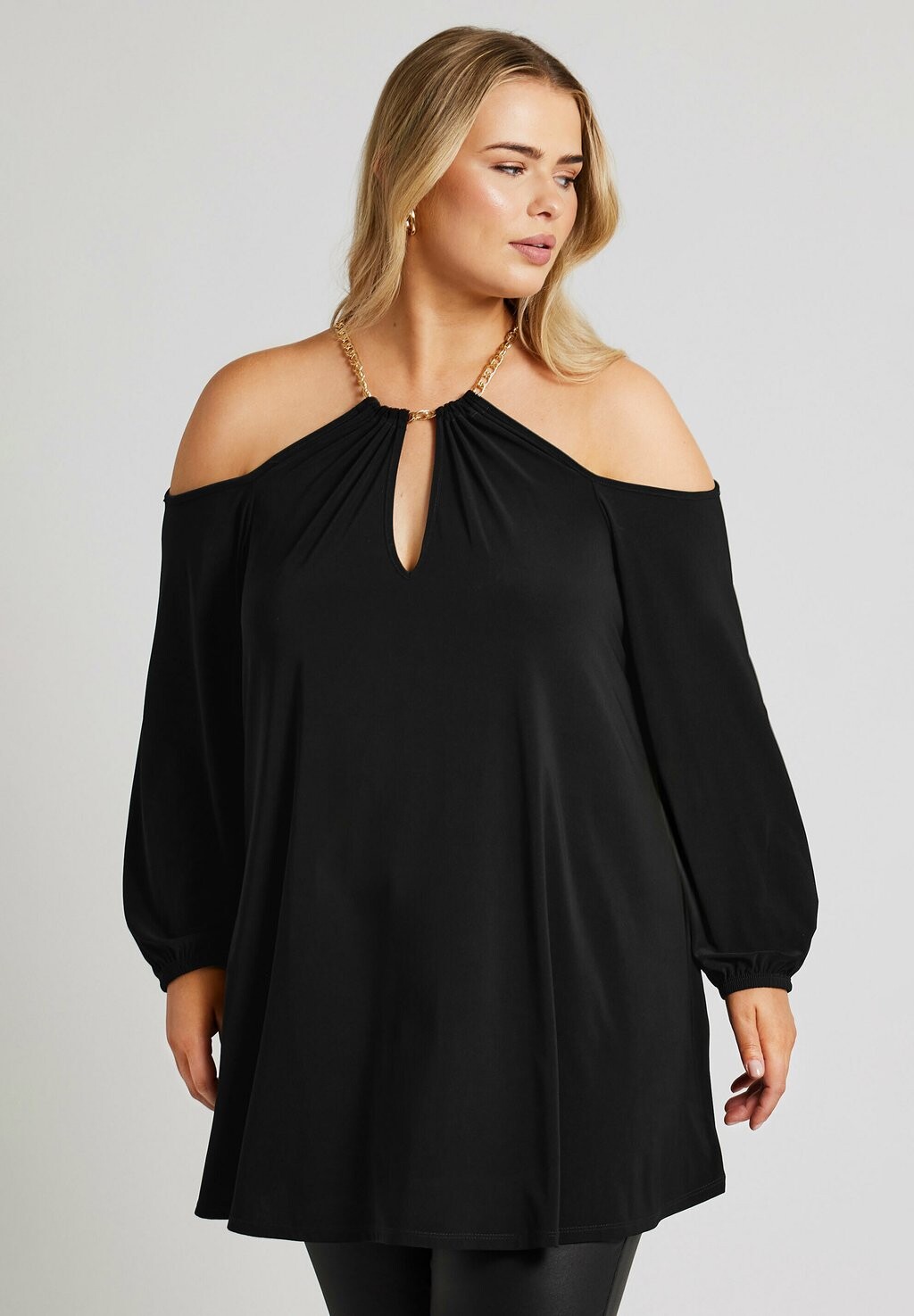 

Топ с длинными рукавами CHAIN DETAIL COLD SHOULDER Yours Clothing, антрацит