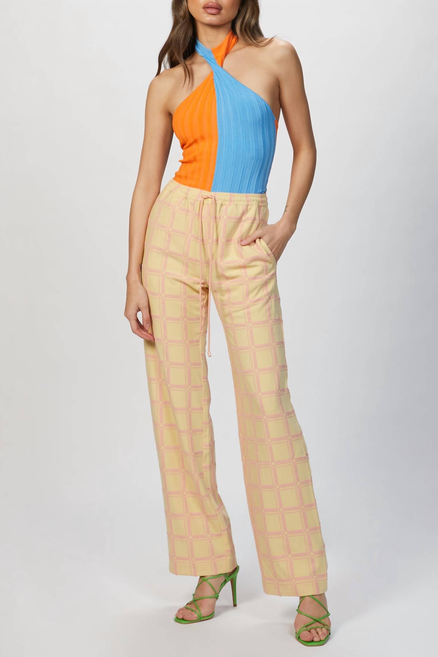

Двухцветный боди с халтернеем в оранжево-синем цвете MSGM