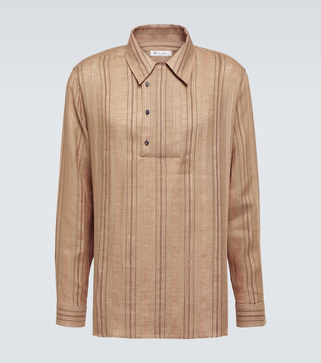 

Рубашка из полосатого льна Shinano Loro Piana, Kokuto Sugar+Ginseng