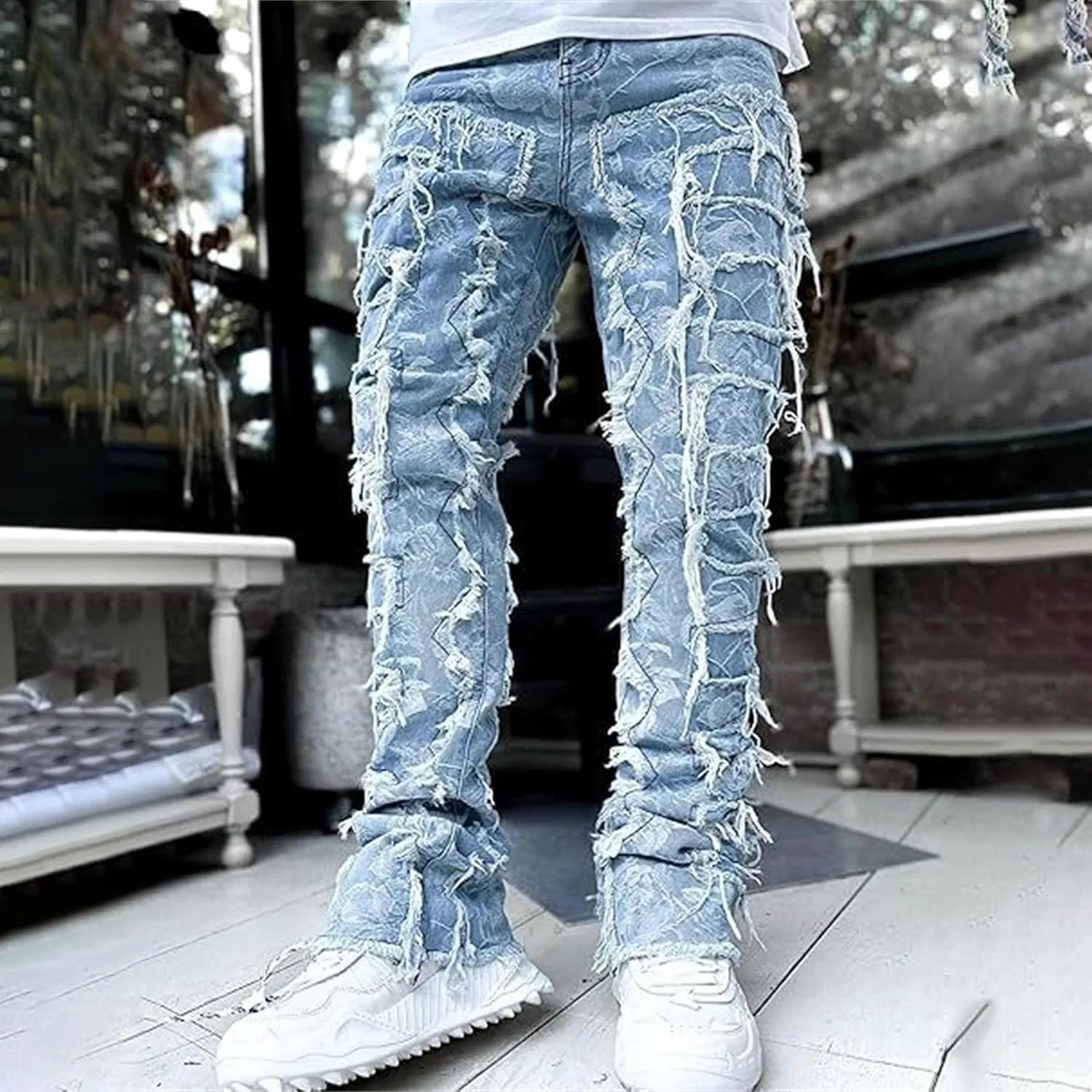 Джинсы скинни, Patchwork, Sky Blue — фото 3