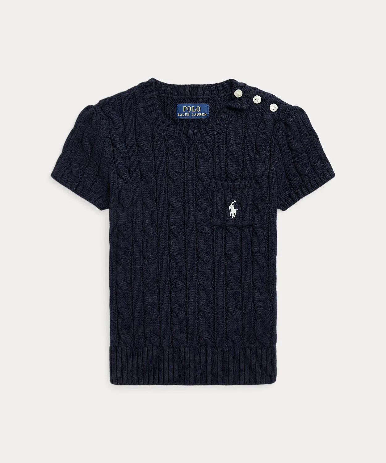 Свитер с коротким рукавом, хлопковый, Ralph Lauren, тёмно-синий