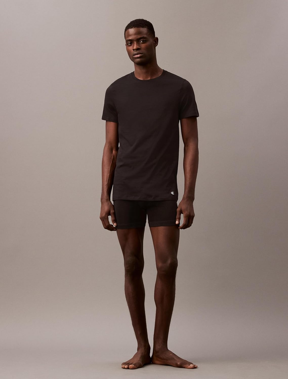 Комплект из 3 мужских классических хлопковых маек Calvin Klein, 3 Black Crewneck — фото 2