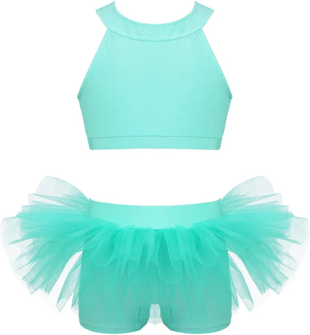 Детский спортивный костюм с топом и юбкой-пачкой, Kaerm, Mint green