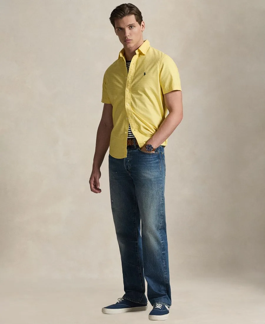 Мужская рубашка Оксфорд, окрашенная в готовом виде Polo Ralph Lauren, corn желтый — фото 2