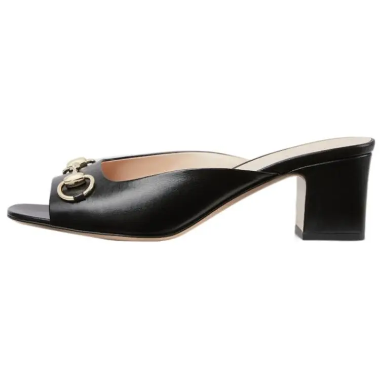GUCCI Сандалии Horsebit Slide женские, черные, 5,5 см